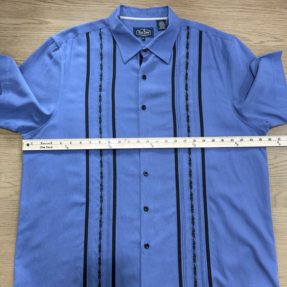 Nat Nast Luxury Originals Silk Blend Camp Shirt Retro Vertical Stripe Lounge XL - Picture 9 of 11